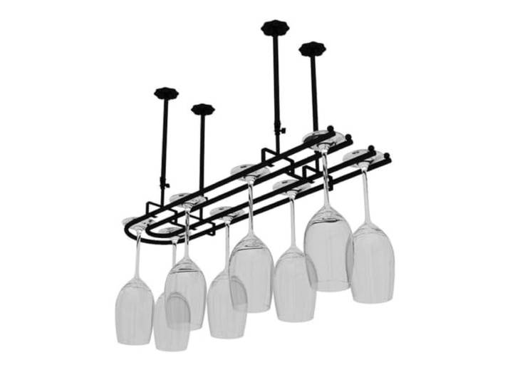 U-förmiges Decken-Weinglasregal verschiebbarer Weinglashalter aus Eisen Hängender Retro-Barbecherhalter, offene Aufbewahrung für Küche, Wohnzimmer, Bartheke(Black,80x25cm)