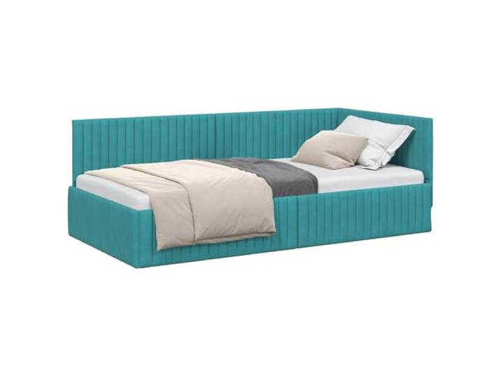 vidaXL Eckbettgestell Türkis 100 x 200 cm Samt L-förmig. ideal zur Maximierung des verfügbaren Raums. Kann als Bett oder Sofa genutzt werden