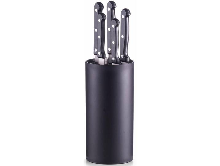 Messerblock ZELLER PRESENT, schwarz, H:22cm Ø:11cm, Messerblöcke, Messerblock, Borsten-Einsatz