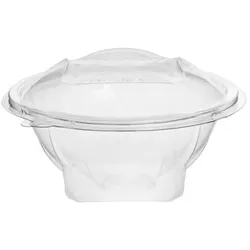 MONOUSO - Transparente Salatschale mit Klappdeckel Rund APET 500ml Ø156mm (300 Stück)