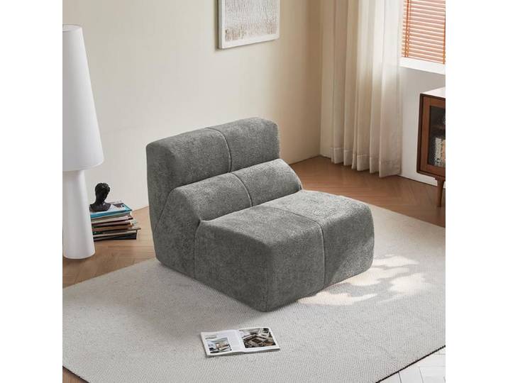 Fauteuil sofa compressé en velvet gris clair fonctionnelle FloraGrace