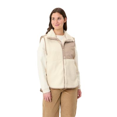 Fleeceweste VAUDE "WOMEN'S NAJUN FLEECE VEST", Damen, Gr. 46, beige (ecru), Obermaterial: 100% Polyester, Westen Fleeceweste, weiter Schnitt, sportlicher Stil, mit seitlichen Schlitzen