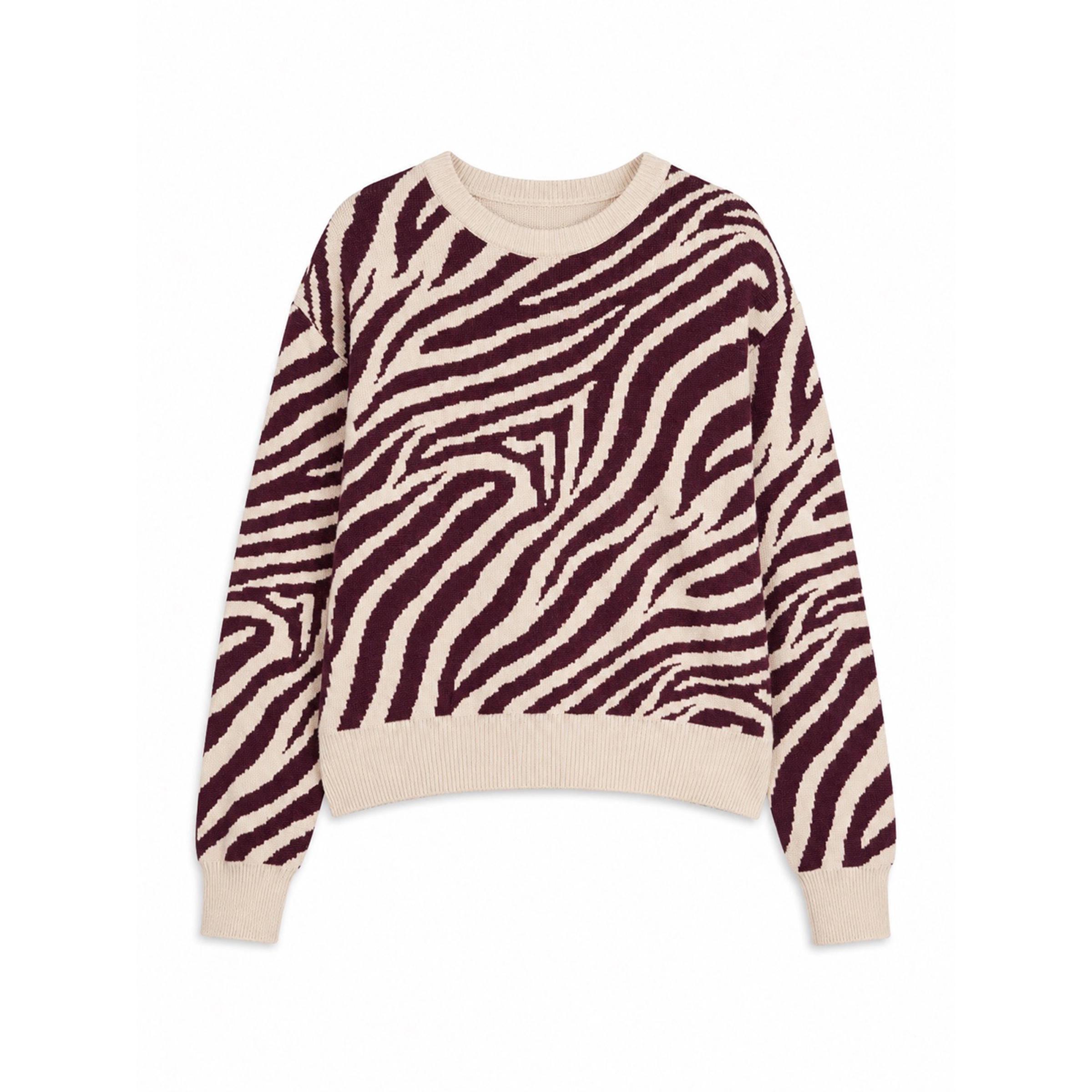 Mazine Zebra Jacquard Knit Damen Pullover beige Größe S Lifestyle Hautfreundlich