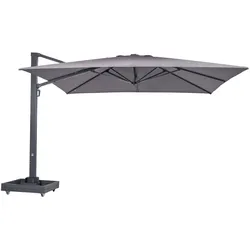 OUTFLEXX Ultimate L Ampelschirm, 400 x 400 cm, 360° drehbar, UV-Schutz 80+, Alu/Spuncrylic®, inkl. Schirmständer