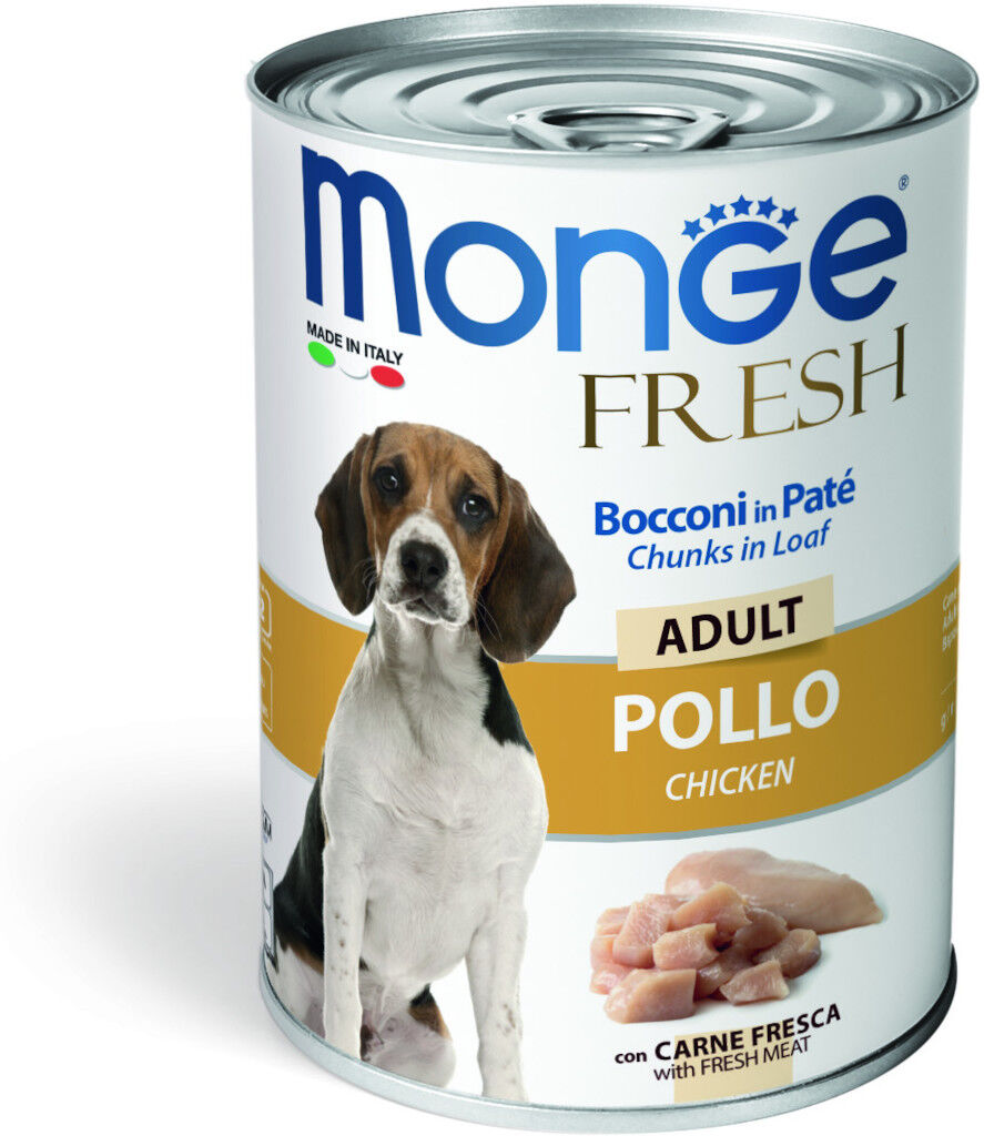 Monge Fresh Adult Bocconcini in Paté con Pollo 400 g Alimento Umido per Cani