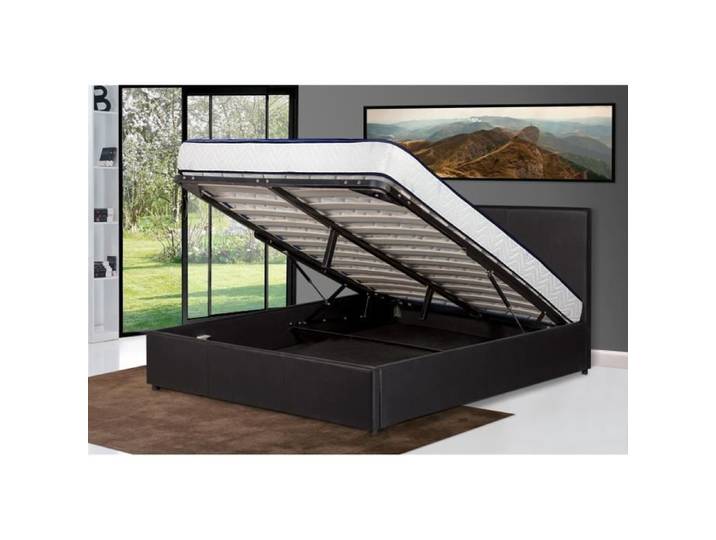 Lit Coffre Anaïs 90X190 Noir Livraison Offerte Sommier inclus