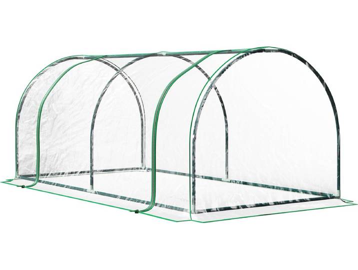 Outsunny kas - met deur - stevig frame - transparant + groen