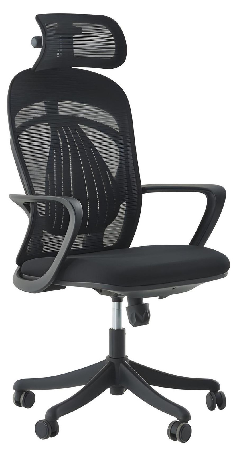 Comfortabele bureaustoel met flexibele hoofdsteun en mesh rugleuning