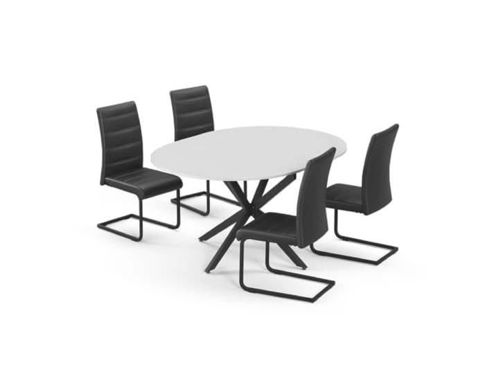 Vicco Esstisch-Set Loyd, Weiß/Schwarz, 120 x 120 cm mit 4 Esszimmerstühlen, Schwarz