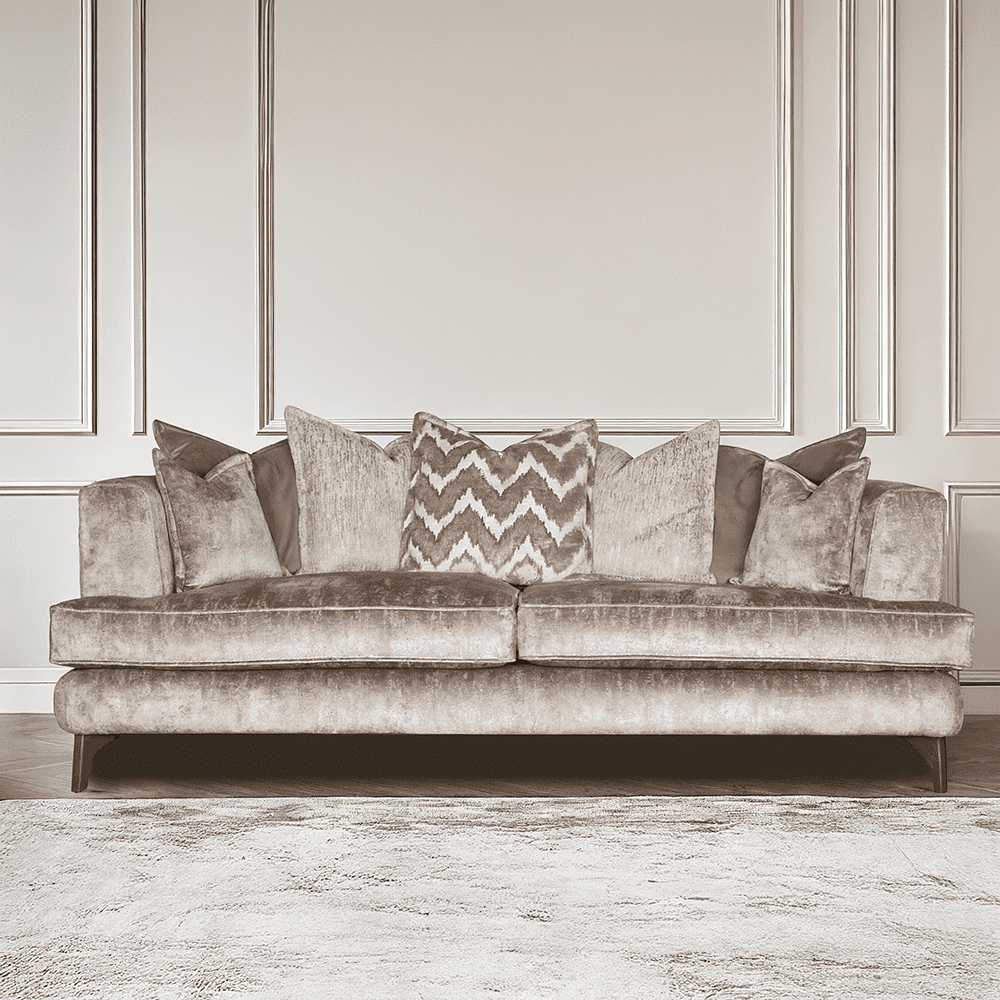 Gisele Mink Textured Chenille Pillowback Sofa Range with Walnut Legs, Plain Footstool