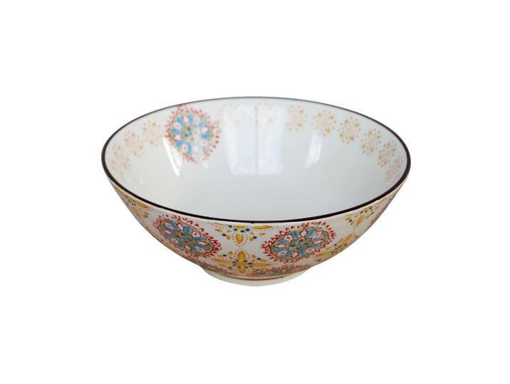 Saladier en céramique multicolore, à motifs, rond, polyvalent - C