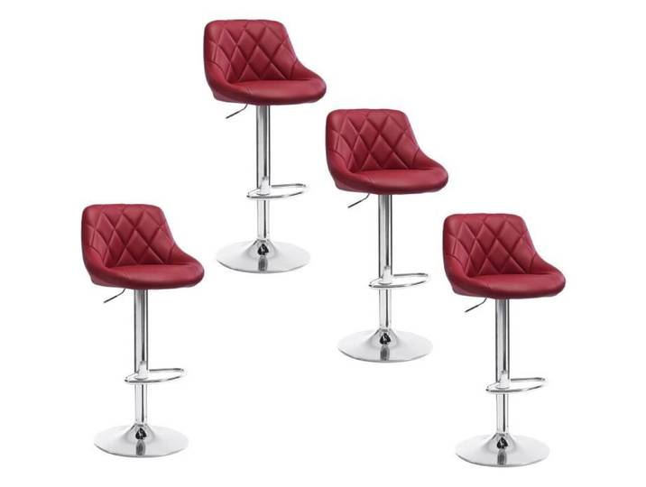 WOLTU lot de 4 Tabouret de bar avec repose-pieds hauteur réglable en similicuir siège bien rembourré Bordeaux