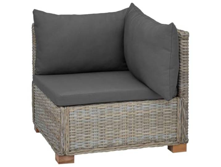 IBUQDDV Ecksofa mit Kissen GENDT Natürliches Rattan Kubu Grau Handgewebte Rattanstruktur, Mahagoni-Rahmen, Schaumstoffkissen, abnehmbare waschbare Bezüge, platzsparendes Ecken-Design