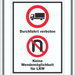 HB-Druck Durchfahrt verboten LKW Keine Wendemöglichkeit für LKW Aufkleber A7 (74x105mm)
