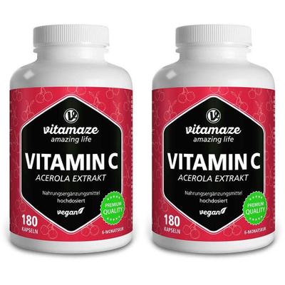 Vitamin C 160 mg Acerola Extrakt pur vegan Kapseln 2x 2x180 St