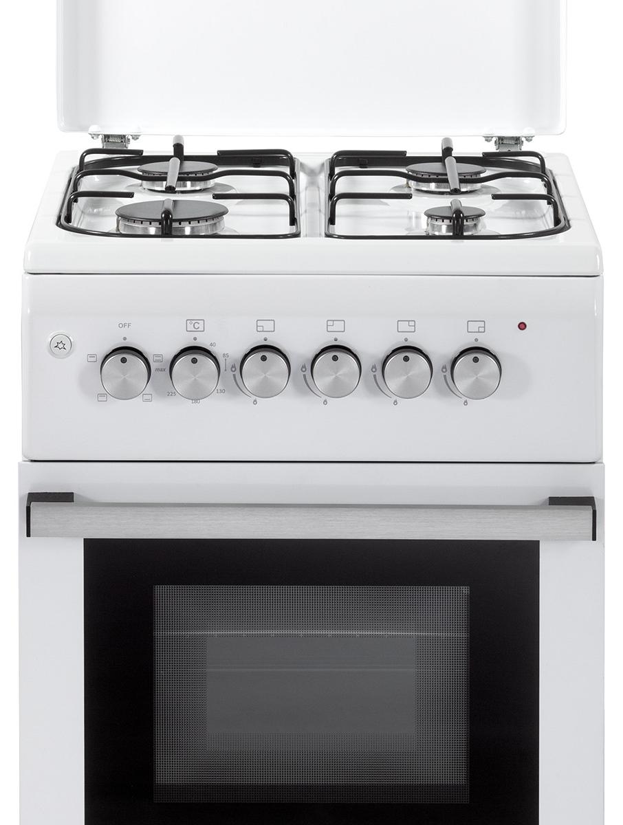 De'Longhi DL554EW2, freistehender Herd, Weiß, Drehknöpfe, Aluminium, Frontbedienung, Gas