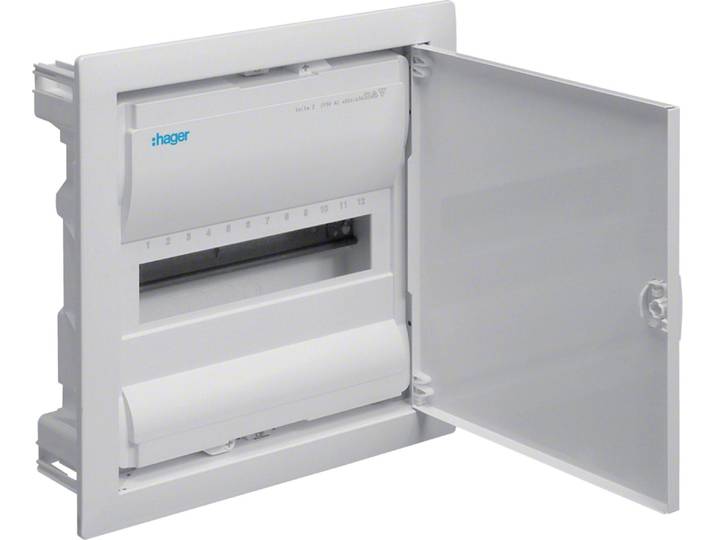 Armoire de distribution encastrée Boîtier de sécurité 1 rangée 12 modules Boîtier de distribution blanc Hager Volta 1x12 VU12AT