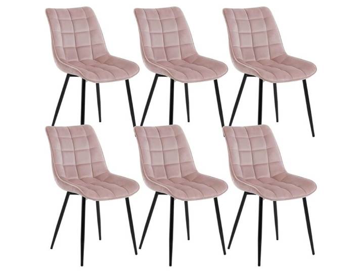 WOLTU 6X Chaise de Salle à Manger Chaise de Cuisine Assise rembourrée en Velours épais Pieds en métal Rose
