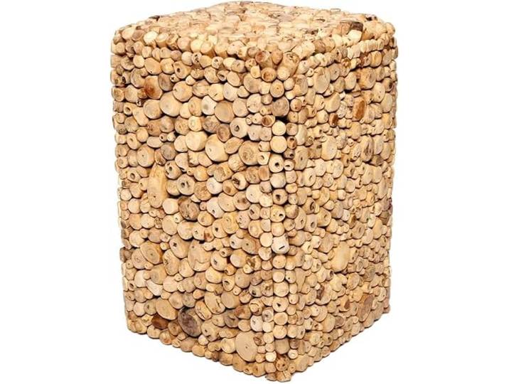 Brillibrum Design Treibholz Hocker Handmade Asthocker Teakholz Beistelltisch (Groß: 45 x 30 x 30 cm)