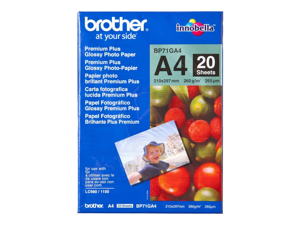 Brother BP71GA4 Fotopapier-A4, Paket mit 20 Blatt, 260 g/qm