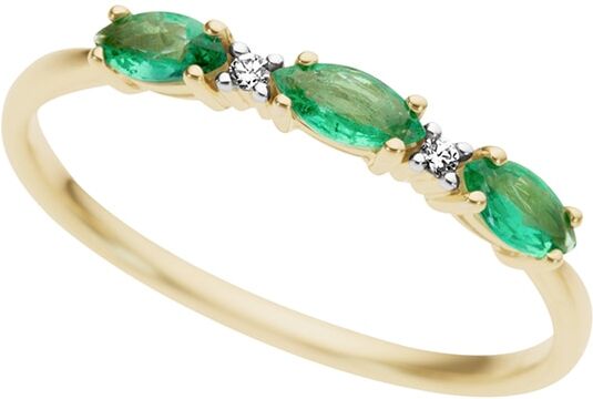 Fingerring FIRETTI "Schmuck Geschenk Gold 585 Damenring Goldring Edelstein Farbstein" Gr. 16, grün (gelbgoldfarben, weißgoldfarben, grün), Fingerringe, Damen, 16, 0,02 P2 = erkennbare Einschlüsse, Diamanten Gelbgold 585, Diamanten, Gelbgold 585, Fingerrin