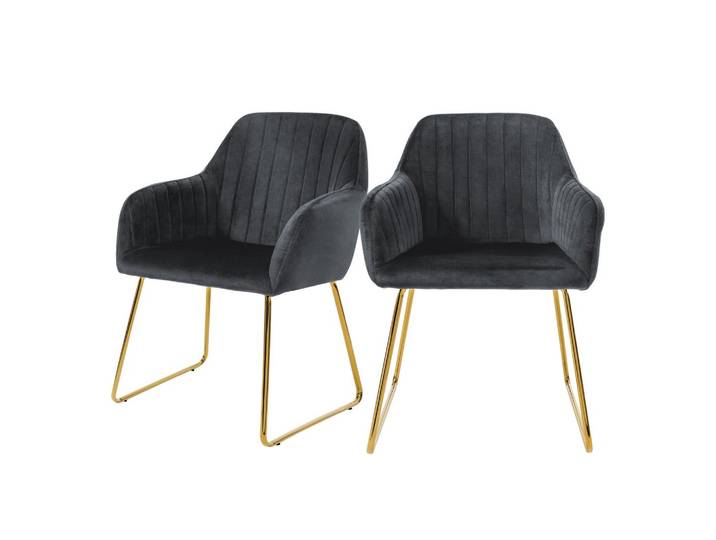 STUHL Samt grau 2er Set