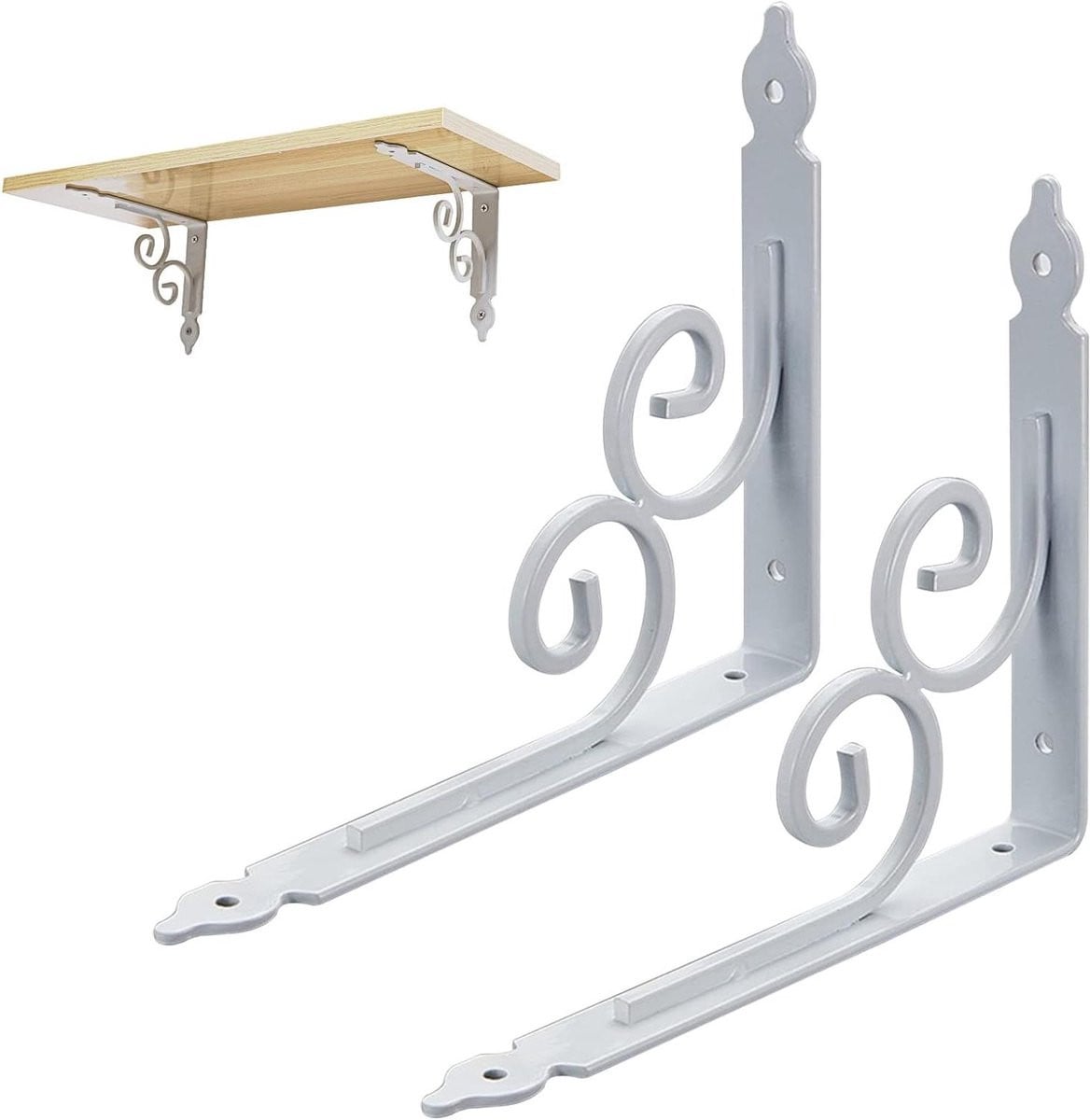 Set van witte wandconsoles voor plankbeugels met 30 kg draagkracht