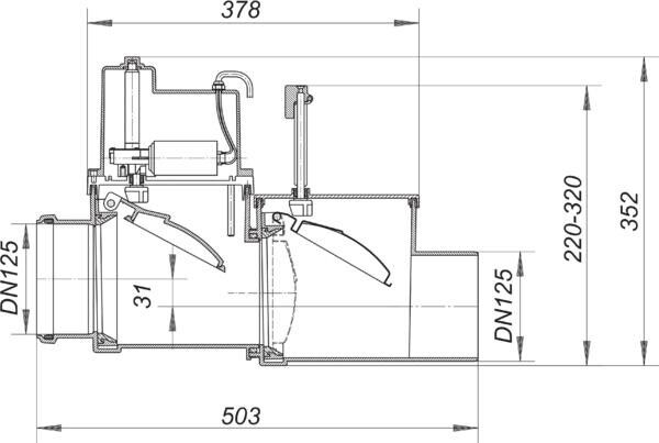 DALLMER Rückstauverschluss Stausafe F, DN 125, 661586 661586