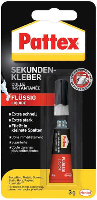 PATTEX Colle cyanoacrylate Classic liquide incolore 3g tube ; Henkel (PSK1C)