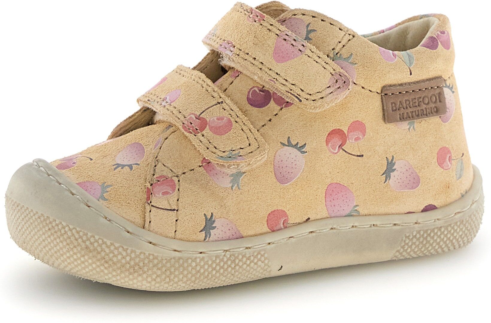 Lauflernschuh NATURINO "AMUR VL", Mädchen, Gr. 21, beige (sand), Veloursleder, kontrastfarbene Details, Schuhe Lauflernschuh, Babyschuh, Klettschuh, Grössenschablone zum Download sand 21