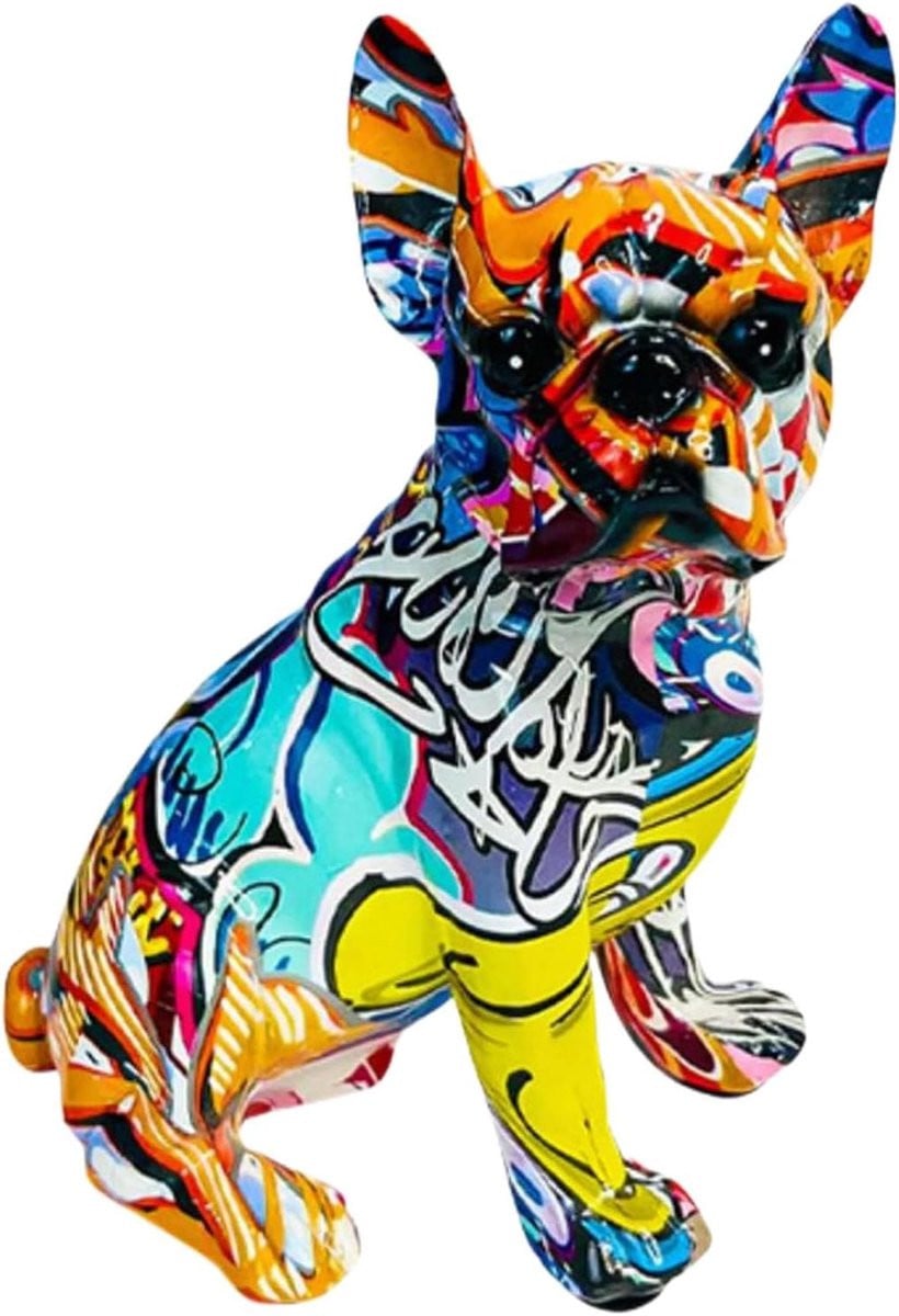 Graffiti bulldog sculptuur - Decoratief hond beeld voor op je bureau of tafel