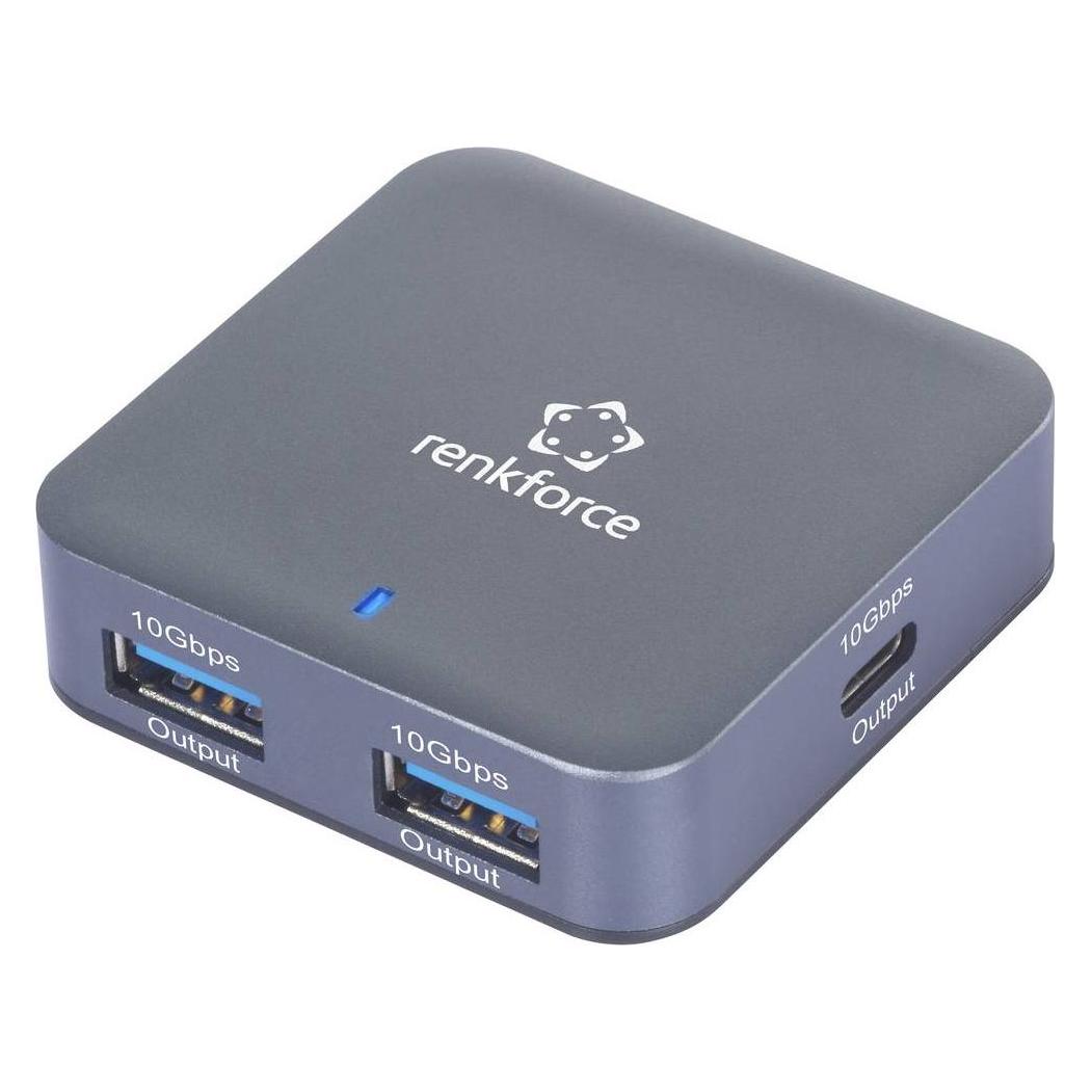 Renkforce RF-USBH-500 4 Port USB 3.2 Gen 2-Hub mit Aluminiumgehäuse Aluminium-Gr (USB-C, 4 Ports) (RF-6416462)