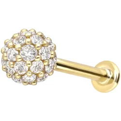 14 Karat Gold Labret mit Innengewinde MULTI-MOISSANIT