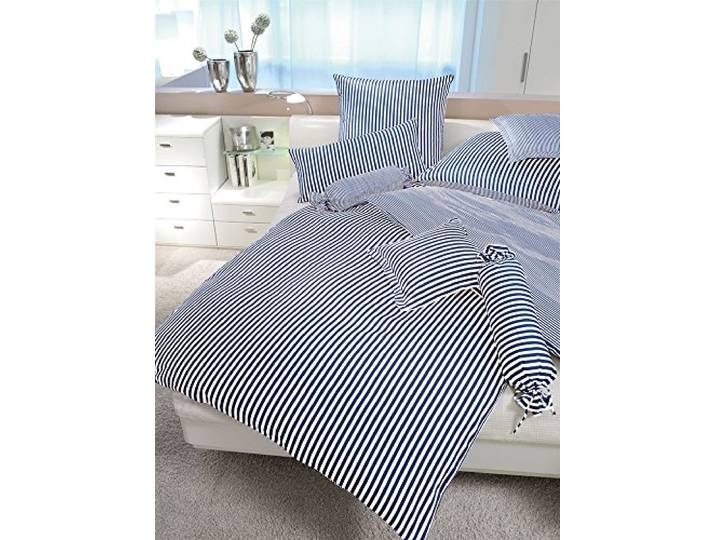 Janine Design Streifen-Bettwäsche modern Classic dunkelblau Kissenbezug einzeln 80x80 cm