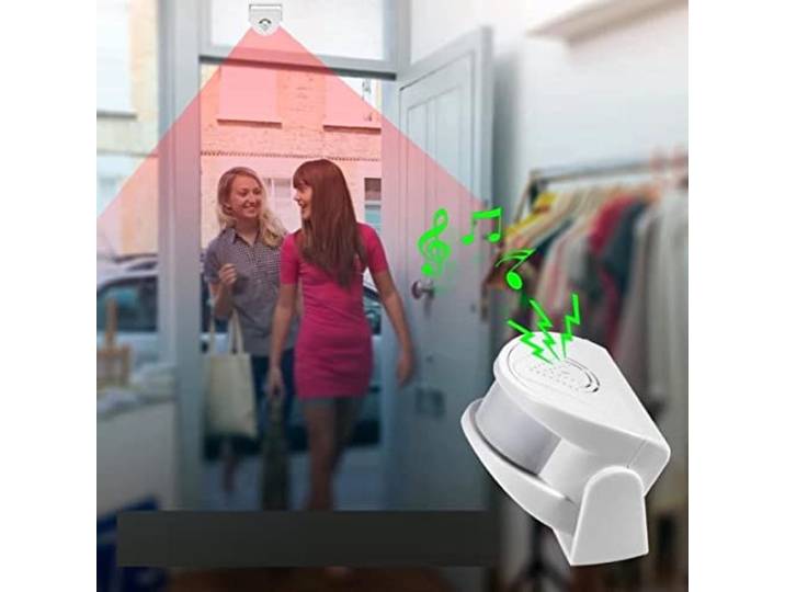 Deurbelset - Missan: Mini Toegangsmelder Winkel - Entreemelder Toegangsmelder - Draadloze Deurbel/Winkelentree Melder/Deurbel Alarmsysteem/Deurbel Infrarood Motion Sensor