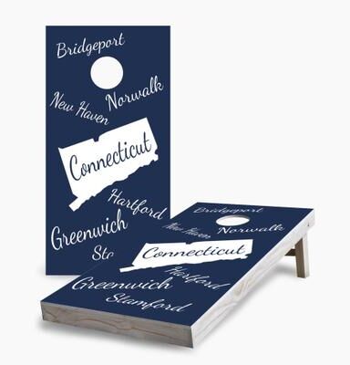 Skip's Garage Connecticut State Pride Cornhole Boards