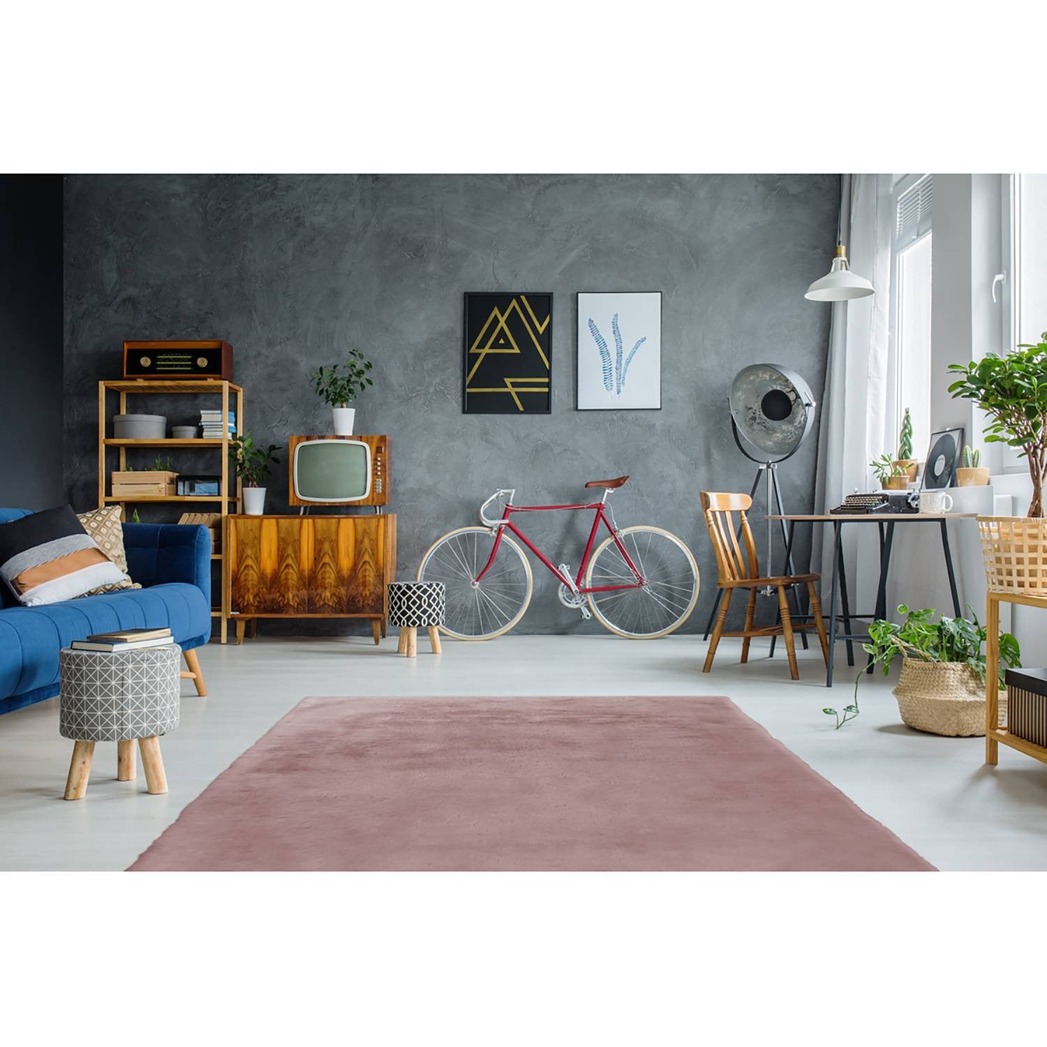 home24 Hoogpolig vloerkleed Rabbit roze B: 180 cm, D: 280 cm