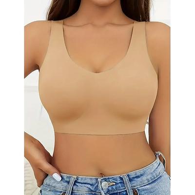 Damen Yoga-Tanktops Sport-BH Unterwäsche Verbrannte Kalorien Sport Drahtlos Einfarbig Sport Sportkleidung Hellblau Schwarz Training Fitness Yoga