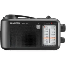 Sangean MMR-77 Outdoorradio MW, UKW MW, UKW Handkurbel, spritzwassergeschützt, Taschenlampe, wiederaufladba (AM, FM, MW, Radio Frequency (RF)), Radio, Schwarz