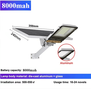 Inspire Essentials High Power Solar Street Light 8000mAh Waterproof Outdoor Wall And Garage Lamp 8000mah