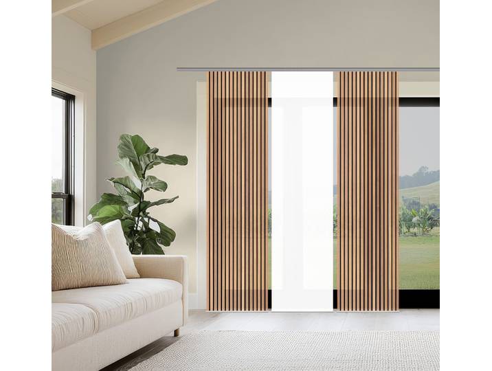 Schiebegardine HOME WOHNIDEEN PANILO , braun, B:60cm H:245cm, Polyester, Gardinen, Schiebegardine, Schiebewand Seidenoptik, SET, Digitaldruck