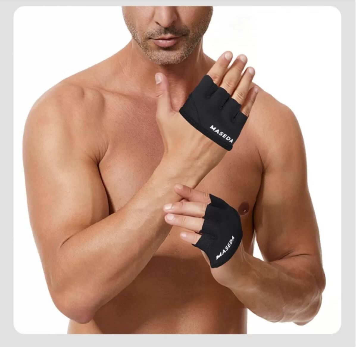 INF Professionelle rutschfeste Trainingshandschuhe mit halben Fingern – Anti-Hornhaut-Gym-Handschuhe Schwarz