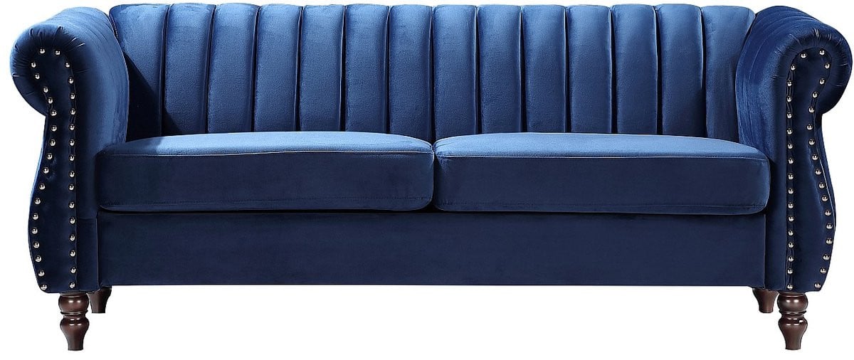 Trumbo Chesterfield Driezitsbank in Koningsblauw Fluweel