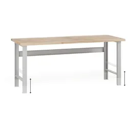 Höhenverstellbarer Werkbank G7, Buche-Leimholzplatte, 2000 x 800 x 840-1040 mm