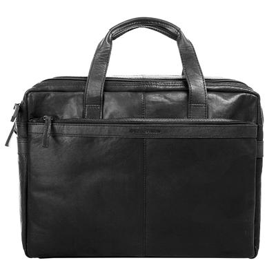 Aktentasche SPIKES & SPARROW "SPIKES & SPARROW Damen, Herren echt Leder", Gr. B/H/T: 40cm x 29cm x 10cm onesize, schwarz, Leder, beschichtet, glänzend, Taschen, echt Leder