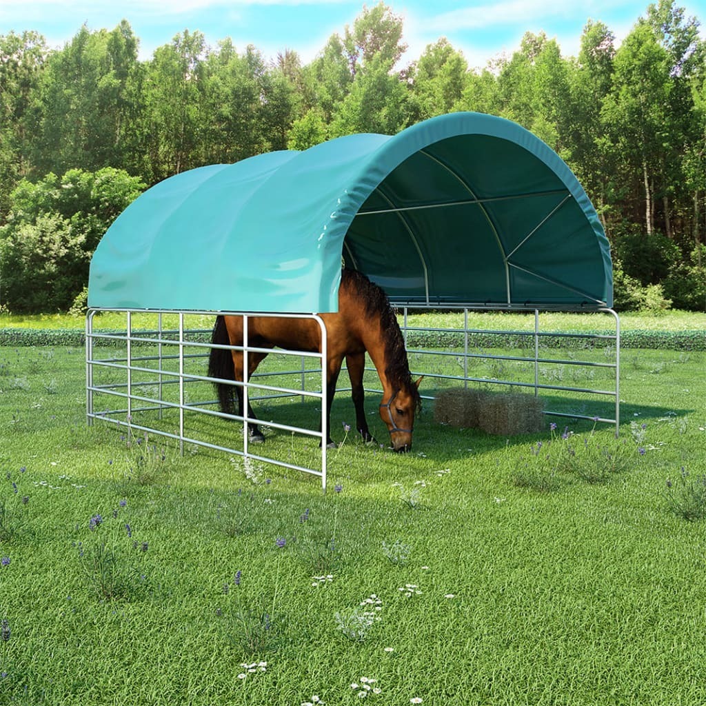 The Living Store Weidezelt PVC 3,7x3,7 m Grün