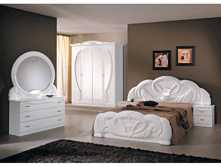 Xlmoebel Komplettschlafzimmer Schlafzimmer Set 6-teilig: Bett, Schrank, Nachttisch, Spiegel, (Komplettschlafzimmer, 6-tlg., Komplettschlafzimmer), Made in Europa