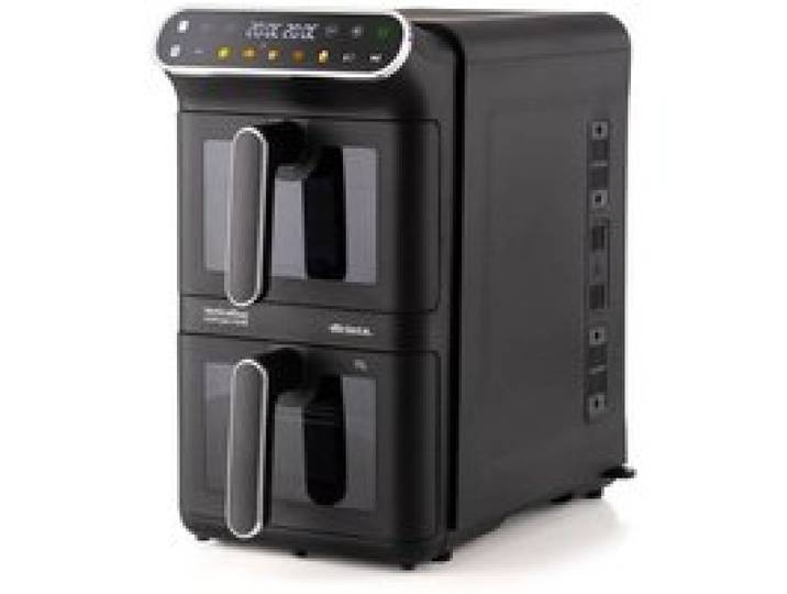 Ariete Friggitrice ad Aria Doppia Verticale 4640 Air Fryer Vertical DUO 11L 2460W 6 Programmi Funzione Sync Dual Grill Nera