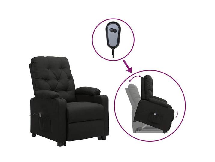 furnicato Massagesessel Aufstehsessel mit Hebefunktion 78,5 x 93 x 96,5 cm Schwarz (1-St), Elektrischer Relaxsessel mit Hebefunktion und 3 Liegepositionen