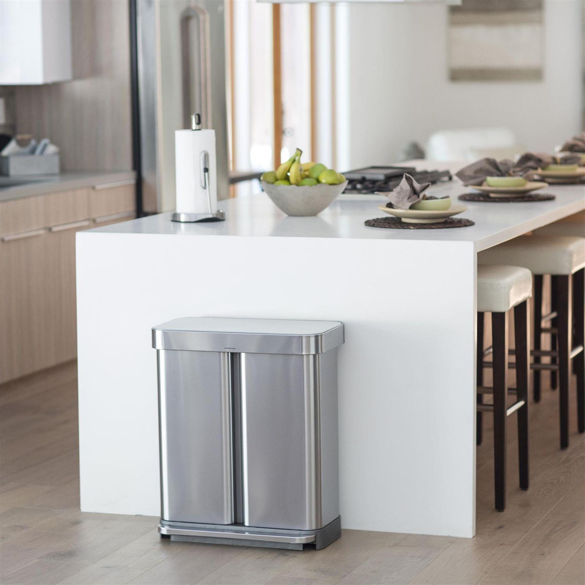 simplehuman CW2116, 58 l, Rechteckig, Edelstahl, Gebürsteter Stahl, Kunststoff, Terrasse
